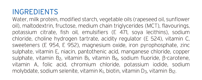 Diben cappuccino ingredients Eng